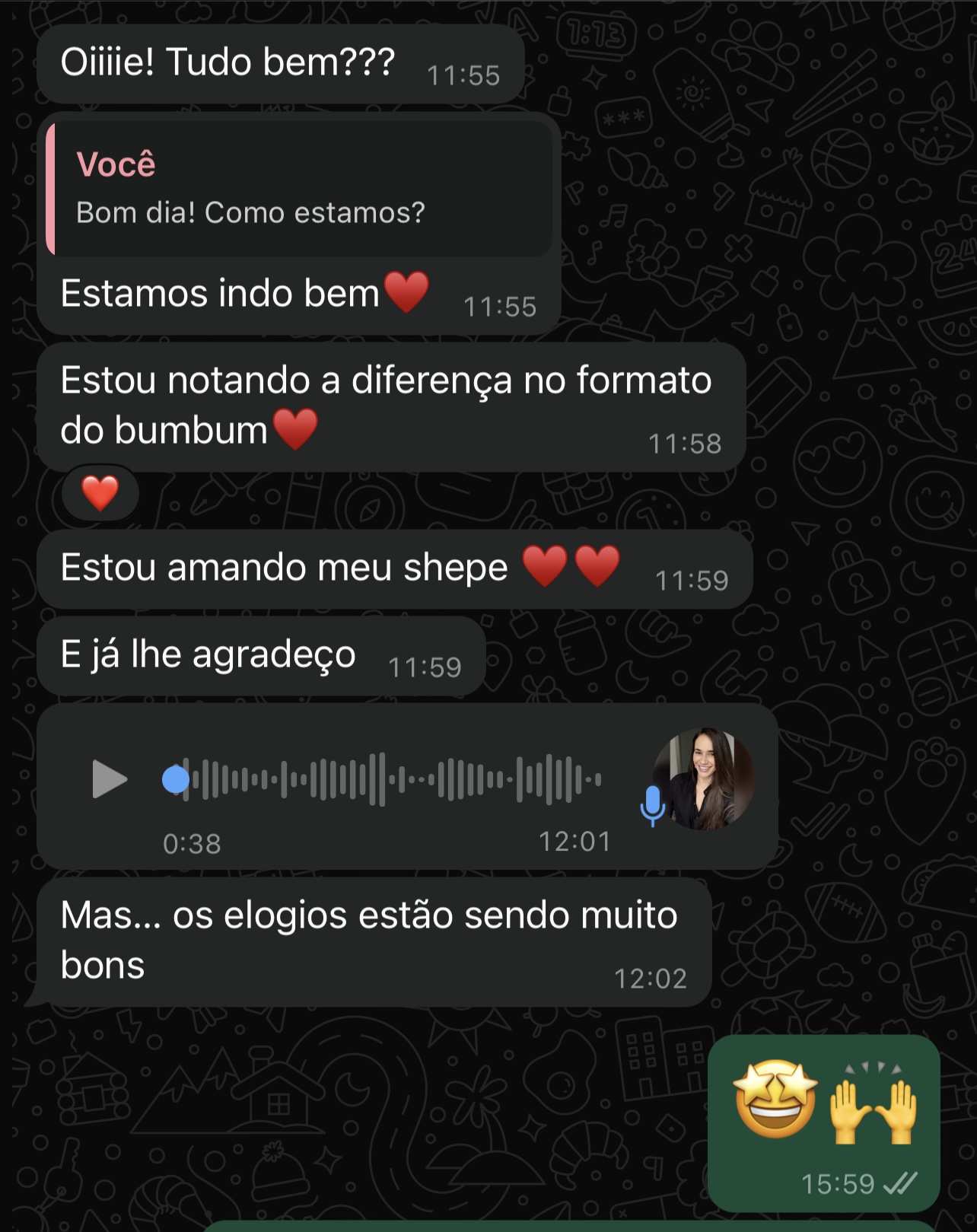 Print de conversa com depoimento real de aluna DFTEAM