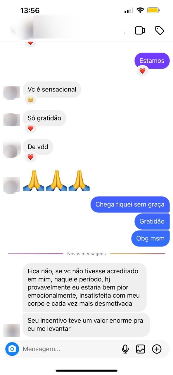 Print de conversa com depoimento real de aluna DFTEAM
